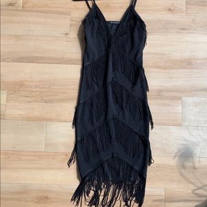 V-Neck Fringe Dress